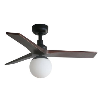 FARO 34278WT-11L - Стельовий вентилятор KLIM S 1xE27/15W/230V дерево/чорний діаметр 92,5 см Wi-Fi Tuya + пульт дистанційного керування