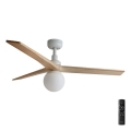 FARO 34280-11L - Потолочный вентилятор KLIM M 1xE27/15W/230V сосна/белый диаметр 125 см + дистанционное управление