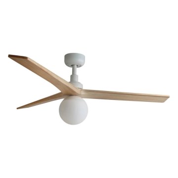 FARO 34280WT-11L - Потолочний вентилятор KLIM M 1xE27/15W/230V сосна/білий діаметр 125 см Wi-Fi Tuya + дистанційне керування