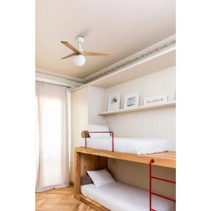 FARO 34281-11L - Потолочный вентилятор KLIM S 1xE27/15W/230V сосна/белый диаметр 92,5 см + дистанционное управление