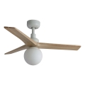 FARO 34281WT-11L - Потолочний вентилятор KLIM S 1xE27/15W/230V сосна/білий діаметр 92,5 см Wi-Fi Tuya + дистанційне керування