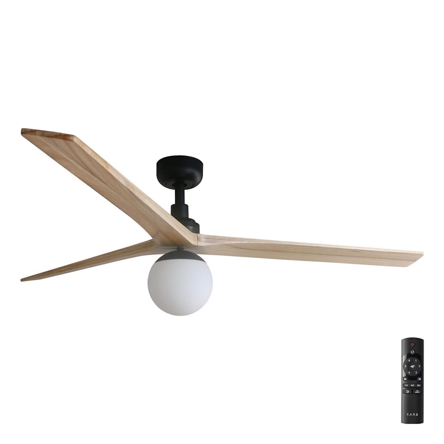 FARO 34282-11L - Потолочный вентилятор KLIM L 1xE27/15W/230V сосна/черный диаметр 150 см + дистанционное управление