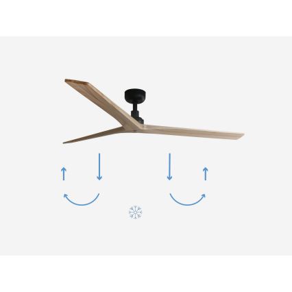 FARO 34282 - Потолочный вентилятор KLIM L сосна/черный диаметр 150 см + дистанционное управление