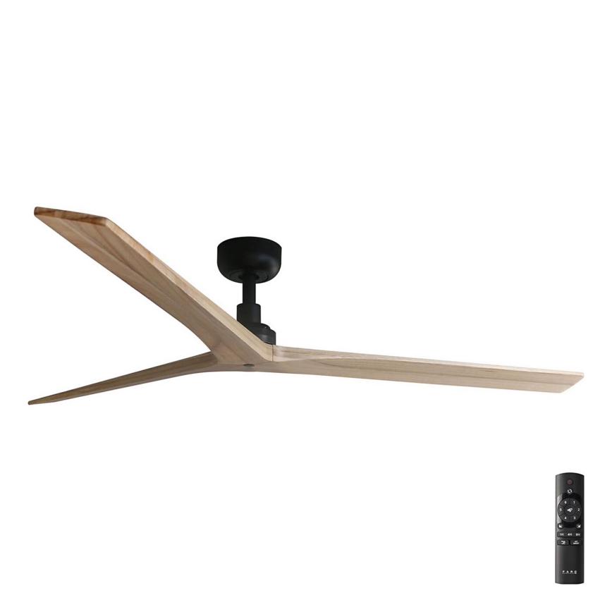 FARO 34282 - Стельовий вентилятор KLIM L сосна/чорний діаметр 150 см + пульт дистанційного керування