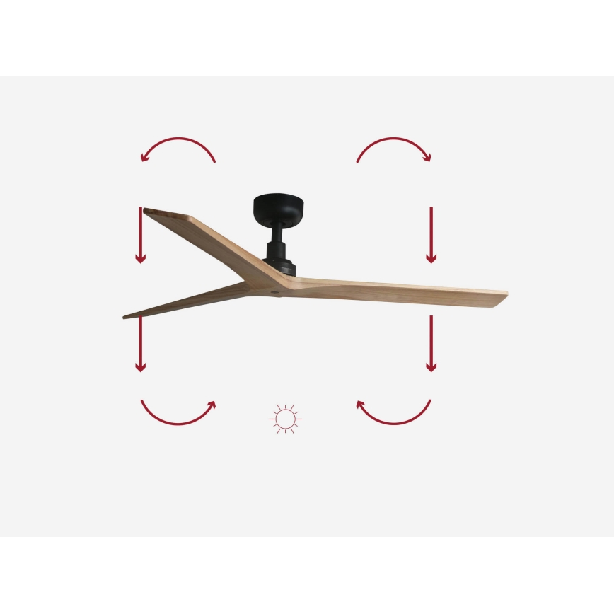 FARO 34283 - Потолочный вентилятор KLIM M сосна/черный диаметр 125 см + дистанционное управление