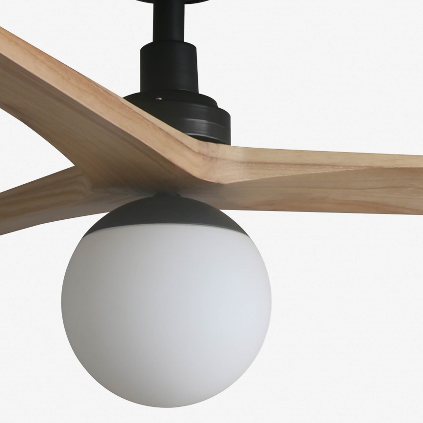 FARO 34283WT-11L - Потолочный вентилятор KLIM M 1xE27/15W/230V сосна/черный диаметр 125 см Wi-Fi Tuya + дистанционное управление