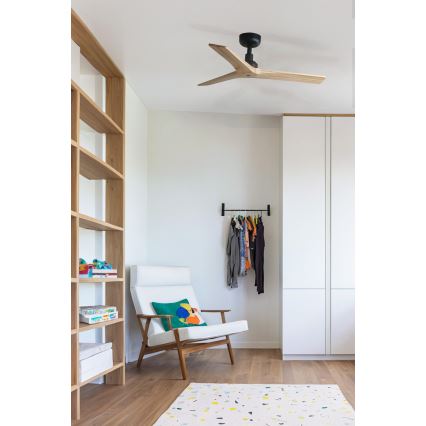 FARO 34284 - Потолочный вентилятор KLIM S сосна/черный диаметр 92,5 см + дистанционное управление