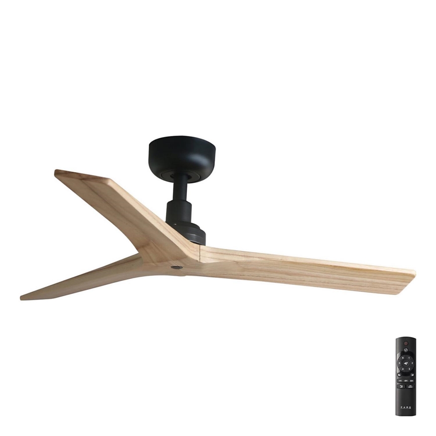FARO 34284 - Стельовий вентилятор KLIM S сосна/чорний діаметр 92,5 см + пульт дистанційного керування