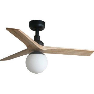 FARO 34284WT-11L - Потолочный вентилятор KLIM S 1xE27/15W/230V сосна/черный диаметр 92,5 см Wi-Fi Tuya + дистанционное управление