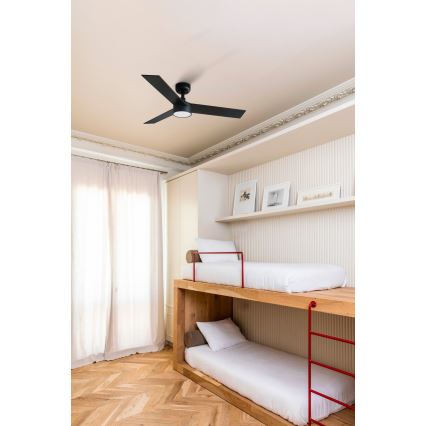 FARO 34296-1TW - Світлодіодний стельовий вентилятор з регулюванням яскравості RUDDER S LED/18W/230V 2700/4000/6500K діаметр 106 см чорний + пульт дистанційного керування
