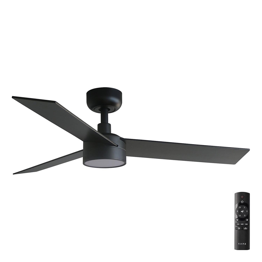 FARO 34296-1TW - Світлодіодний стельовий вентилятор з регулюванням яскравості RUDDER S LED/18W/230V 2700/4000/6500K діаметр 106 см чорний + пульт дистанційного керування