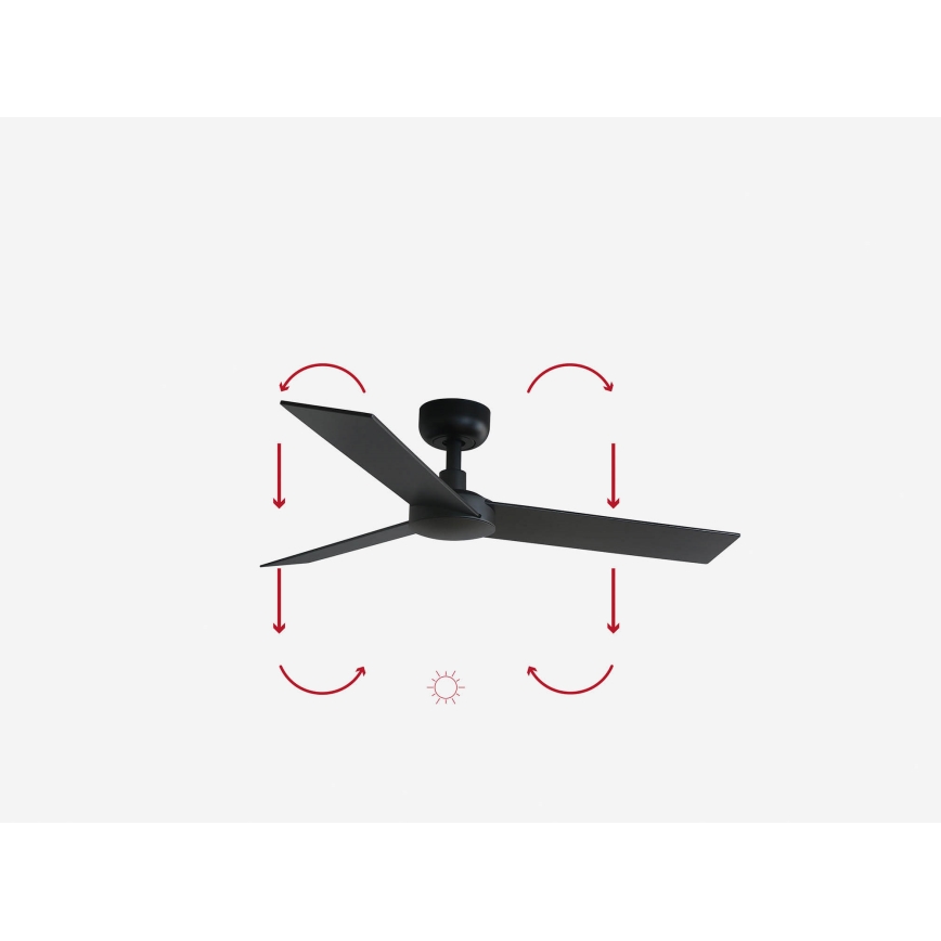 FARO 34296WP - Потолочный вентилятор RUDDER S черный диаметр 106 см SMART + дистанционное управление