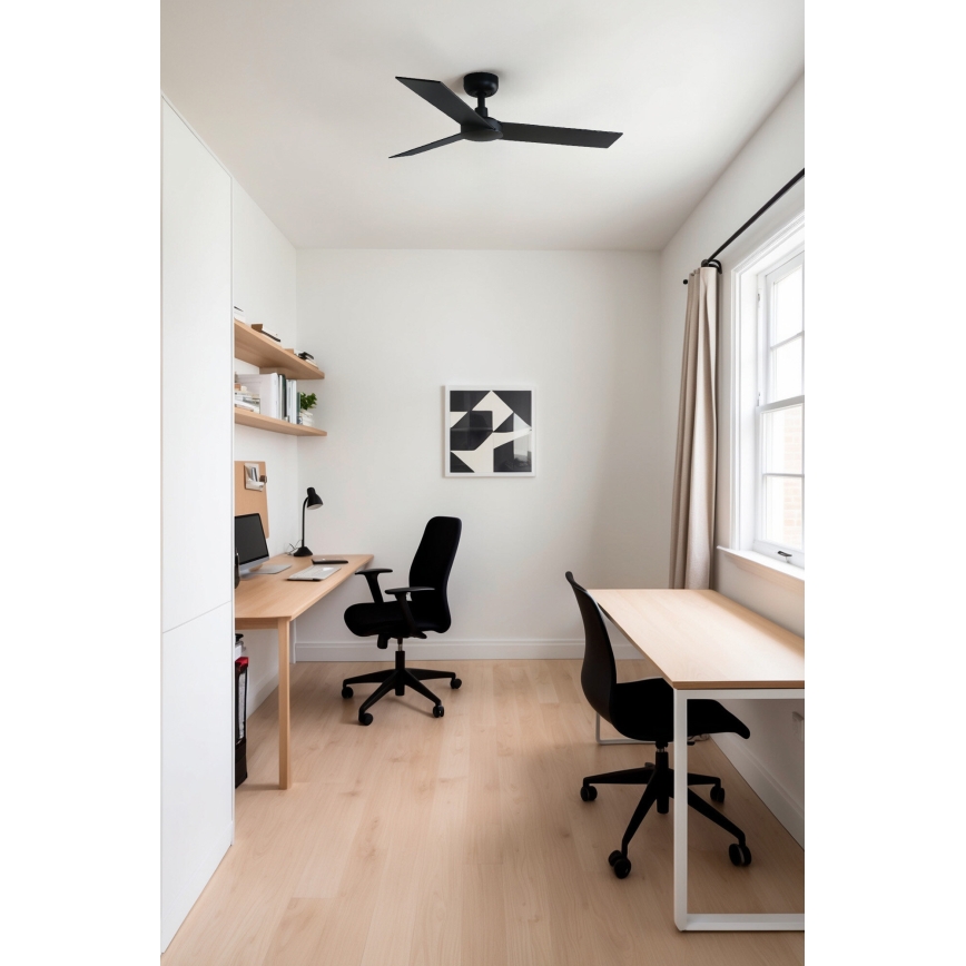 FARO 34296WT - Стельовий вентилятор RUDDER S чорний/коричневий діаметр 106 см Wi-Fi Tuya + пульт дистанційного керування