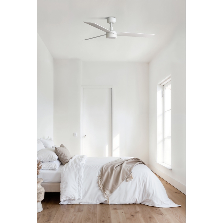 FARO 34297WT-1TW - Світлодіодний стельовий вентилятор з регулюванням яскравості RUDDER L LED/18W/230V 2700/4350/6000K білий діаметр 132 см Wi-Fi Tuya + пульт дистанційного керування