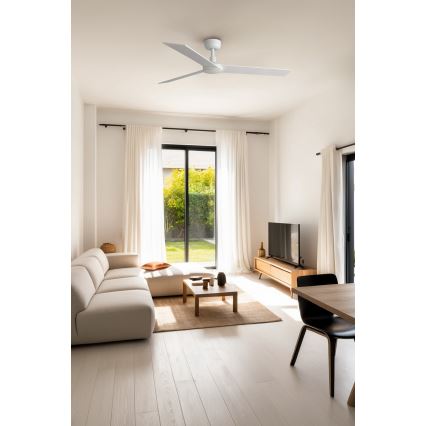 FARO 34297WT - Потолочный вентилятор RUDDER L белый/бежевый диаметр 132 см Wi-Fi Tuya + дистанционное управление