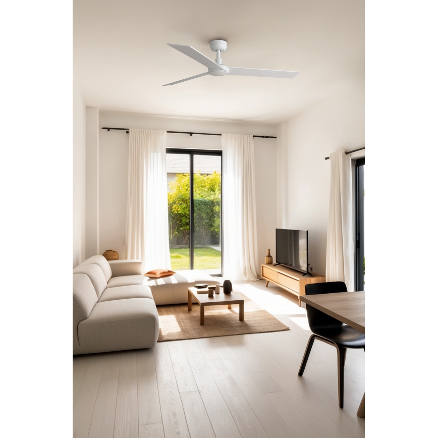 FARO 34297WT - Потолочный вентилятор RUDDER L белый/бежевый диаметр 132 см Wi-Fi Tuya + дистанционное управление