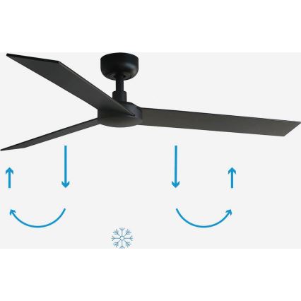 FARO 34298WP - Потолочний вентилятор RUDDER L чорний діаметр 132 см SMART + дистанційне керування