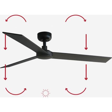 FARO 34298WP - Потолочний вентилятор RUDDER L чорний діаметр 132 см SMART + дистанційне керування