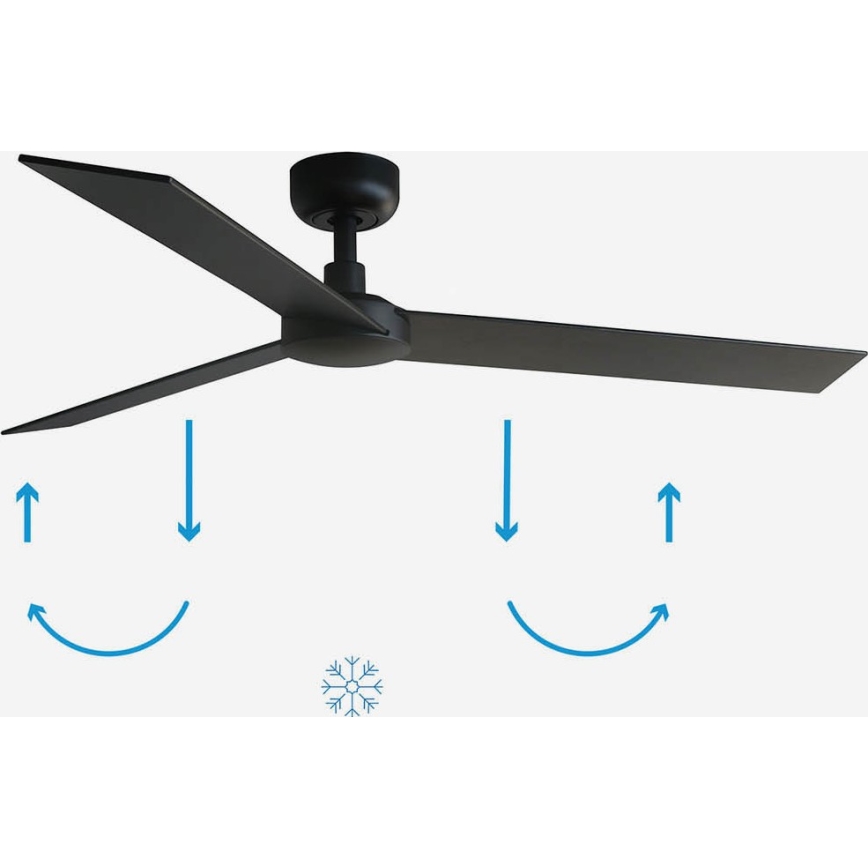 FARO 34298WP - Потолочный вентилятор RUDDER L черный диаметр 132 см SMART + дистанционное управление