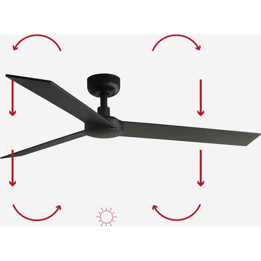 FARO 34298WP - Потолочный вентилятор RUDDER L черный диаметр 132 см SMART + дистанционное управление