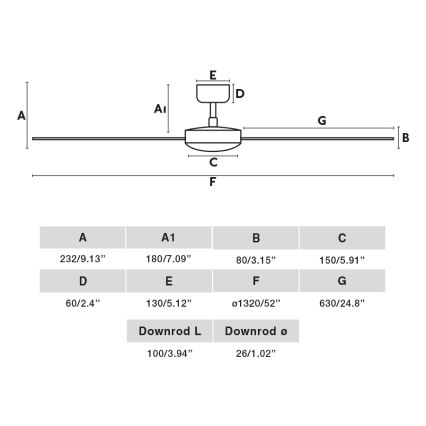 FARO 34298WT - Потолочный вентилятор RUDDER L черный/венге диаметр 132 см Wi-Fi Tuya + дистанционное управление