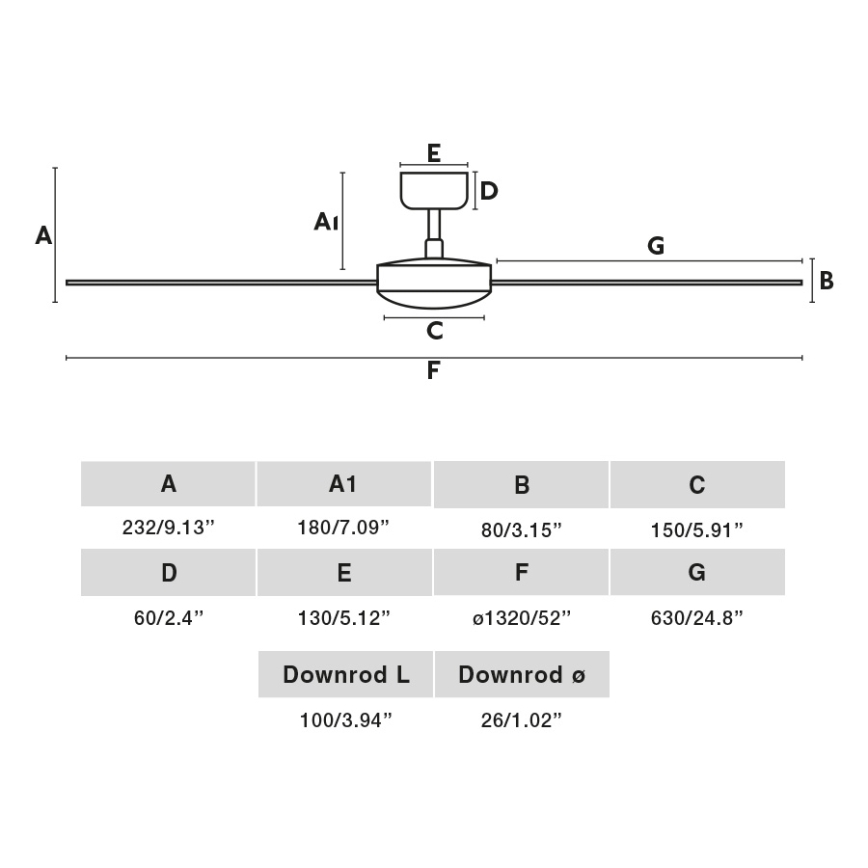 FARO 34298WT - Потолочный вентилятор RUDDER L черный/венге диаметр 132 см Wi-Fi Tuya + дистанционное управление