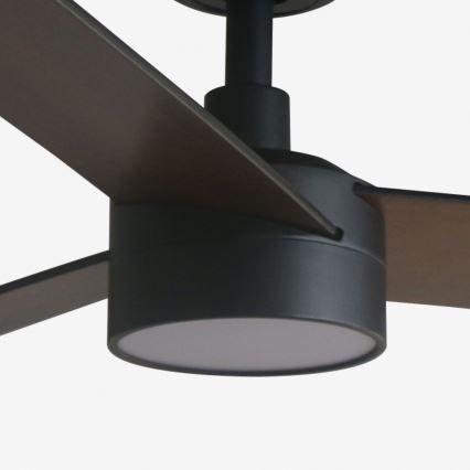 FARO 34298WT1S - LED затемнюваний стельовий вентилятор RUDDER L LED/18W/230V 2700/3000/4000K діаметр 132 cm коричневий/чорний Wi-Fi Tuya + пульт дистанційного керування