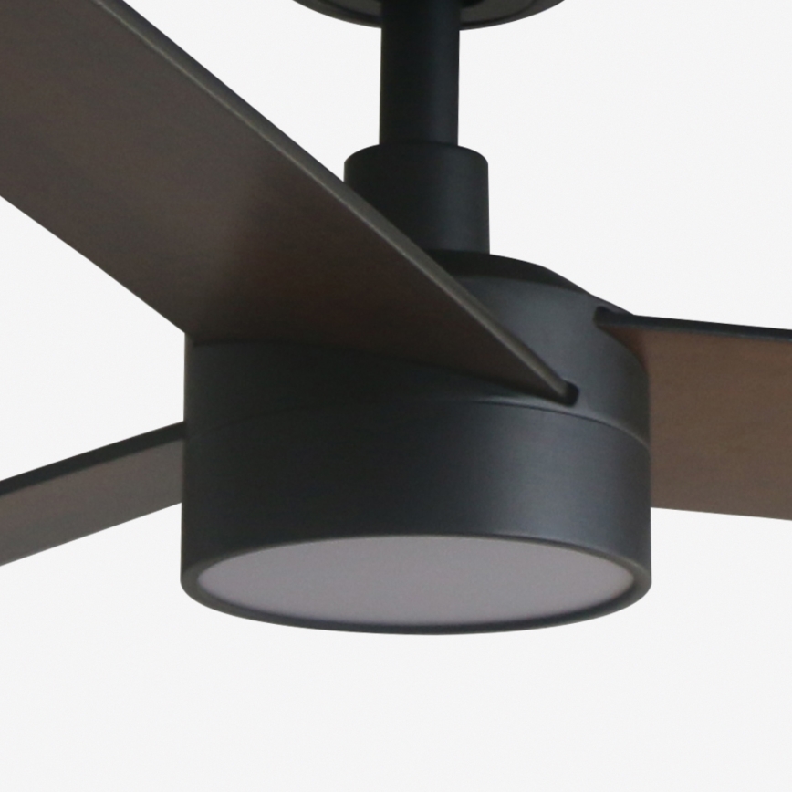 FARO 34298WT1S - Диммируемый потолочный вентилятор RUDDER L LED/18W/230V 2700/3000/4000K, диаметр 132 см, коричневый/черный, Wi-Fi Tuya + дистанционное управление