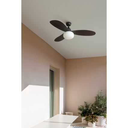 FARO 34301-11L - Потолочный вентилятор PALMA 1xE27/15W/230V коричневый Ø 129 см IP44 + дистанционное управление