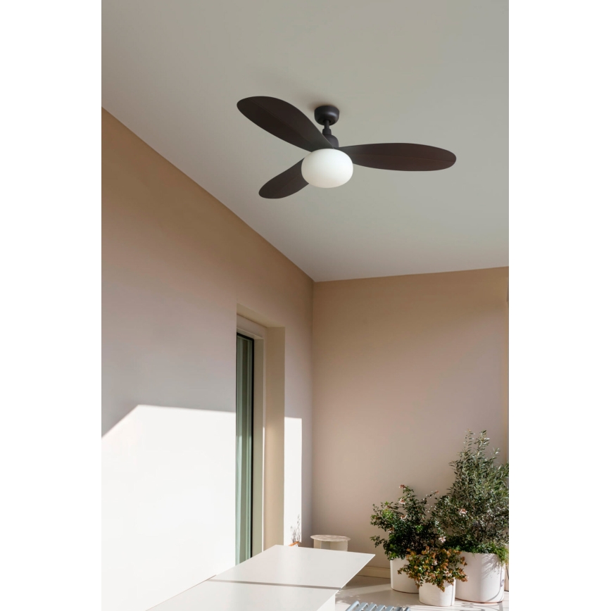 FARO 34301-11L - Потолочный вентилятор PALMA 1xE27/15W/230V коричневый Ø 129 см IP44 + дистанционное управление