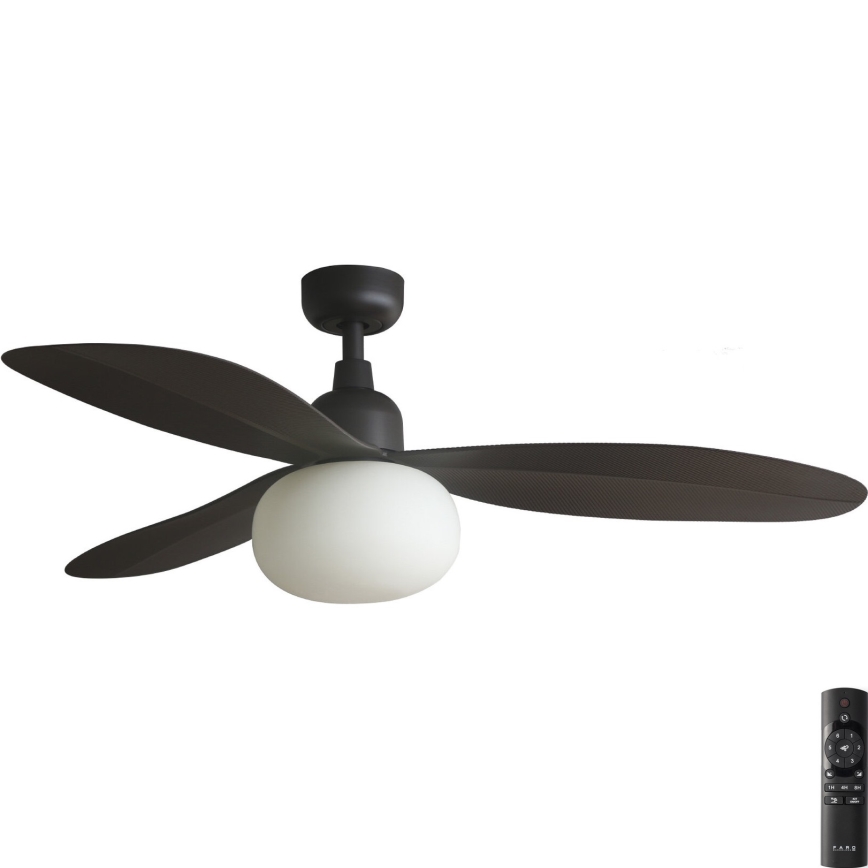 FARO 34301-11L - Стельовий вентилятор PALMA 1xE27/15W/230V коричневий діаметр 129 см IP44 + пульт дистанційного керування