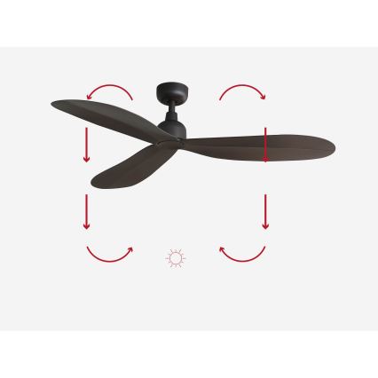 FARO 34301 - Потолочный вентилятор PALMA коричневая диаметр 129 см IP44 + дистанционное управление