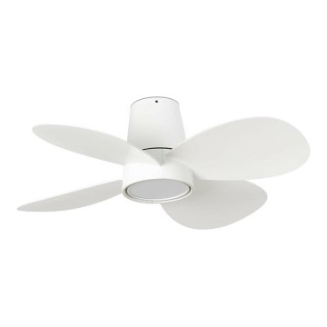 FARO 34315WT - Світлодіодний стельовий вентилятор з регулюванням яскравості KLOVER TUB S LED/20W/230V 2700/4000/6500K білий діаметр 80 см Wi-Fi Tuya + пульт дистанційного керування