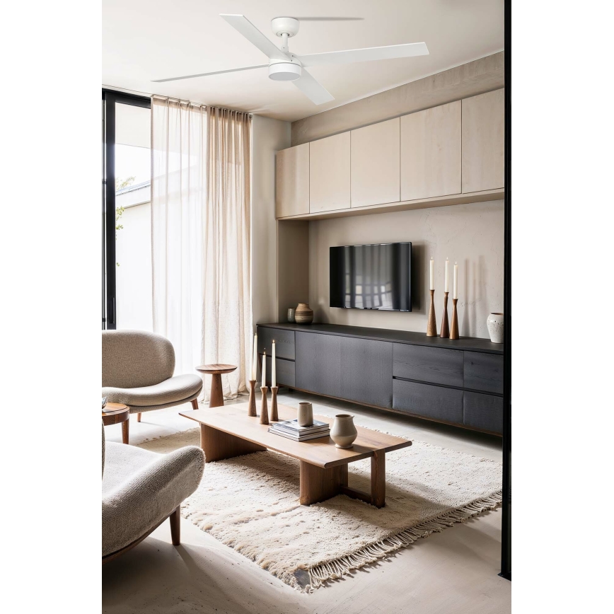 FARO 34355-1TW - Светодиодный потолочный вентилятор с регулированием яркости RUDDER L LED/20W/230V белый/бежевый диаметр 132 см + дистанционное управление