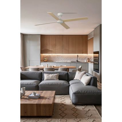 FARO 34355 - Потолочный вентилятор RUDDER L бежевый/белый диаметр 132 см + дистанционное управление