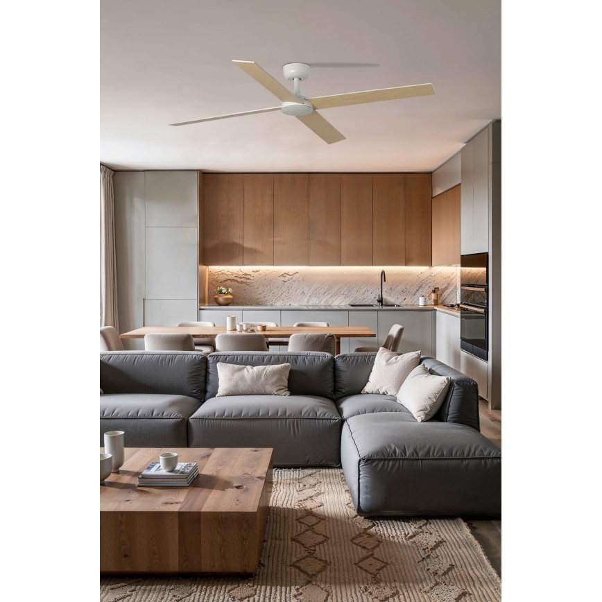 FARO 34355 - Потолочный вентилятор RUDDER L бежевый/белый диаметр 132 см + дистанционное управление