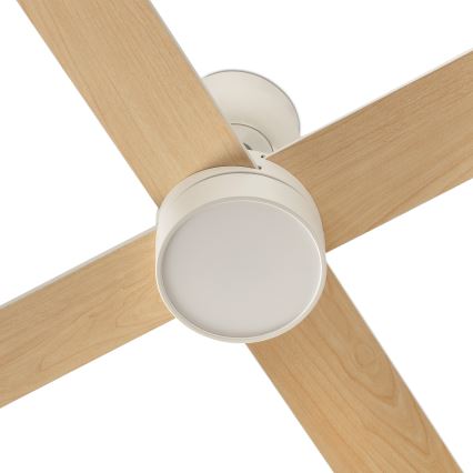 FARO 34355WT-1TW - Світлодіодний стельовий вентилятор з регулюванням яскравості RUDDER L LED/18W/230V 2700/4350/6000K білий/бежевий діаметр 132 см Wi-Fi Tuya + пульт дистанційного керування