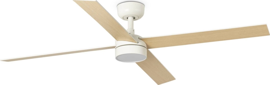 FARO 34355WT-1TW - Світлодіодний стельовий вентилятор з регулюванням яскравості RUDDER L LED/18W/230V 2700/4350/6000K білий/бежевий діаметр 132 см Wi-Fi Tuya + пульт дистанційного керування