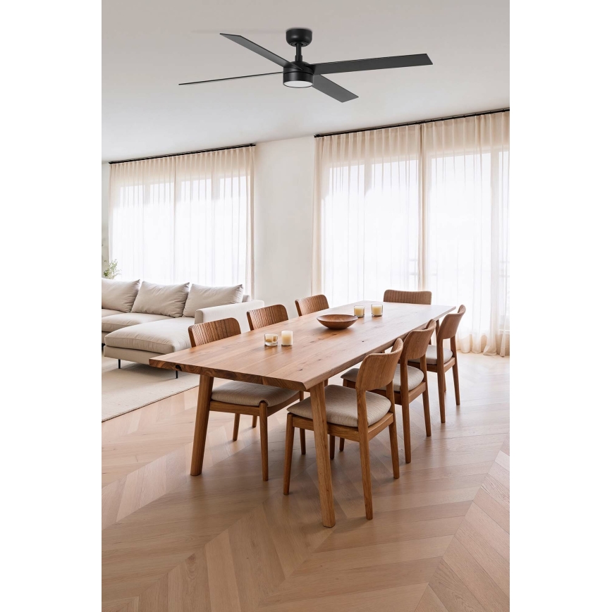 FARO 34356-1TW - Светодиодный потолочный вентилятор с регулированием яркости RUDDER L LED/20W/230V черный/коричневый диаметр 132 см + дистанционное управление