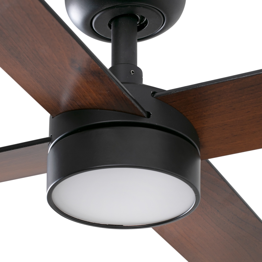 FARO 34356WT-1TW - Світлодіодний стельовий вентилятор з регулюванням яскравості RUDDER L LED/18W/230V 2700/4350/6000K коричневий/чорний діаметр 132 см Wi-Fi Tuya + пульт дистанційного керування