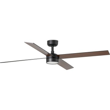 FARO 34356WT-1TW - Світлодіодний стельовий вентилятор з регулюванням яскравості RUDDER L LED/18W/230V 2700/4350/6000K коричневий/чорний діаметр 132 см Wi-Fi Tuya + пульт дистанційного керування