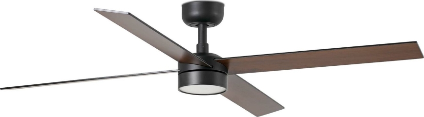 FARO 34356WT-1TW - Світлодіодний стельовий вентилятор з регулюванням яскравості RUDDER L LED/18W/230V 2700/4350/6000K коричневий/чорний діаметр 132 см Wi-Fi Tuya + пульт дистанційного керування