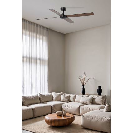 FARO 34356WT - Стельовий вентилятор RUDDER L коричневий/чорний діаметр 132 см Wi-Fi Tuya + пульт дистанційного керування