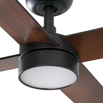 FARO 34356WT1S - Диммируемый потолочный вентилятор RUDDER L с LED-подсветкой LED/18W/230V 2700/3000/4000K диаметр 132 см коричневый/черный Wi‑Fi Tuya + пульт дистанционного управления