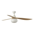 FARO 34361WT-11L - стельовий вентилятор OUTWOOD L 1xE27/15 Вт/230 В коричневий/білий діаметр 150 см Wi-Fi Tuya IP44 + пульт дистанційного керування