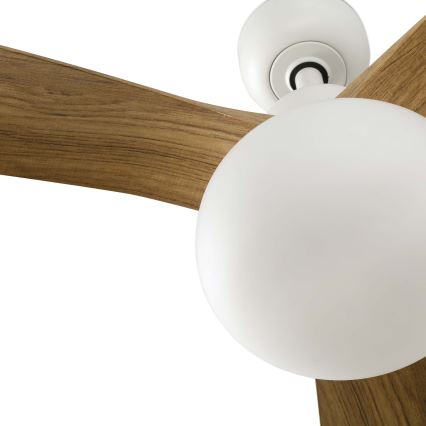 FARO 34361WT-11L - стельовий вентилятор OUTWOOD L 1xE27/15W/230V коричневий/білий Ø150 см Wi-Fi Tuya IP44 + ДУ