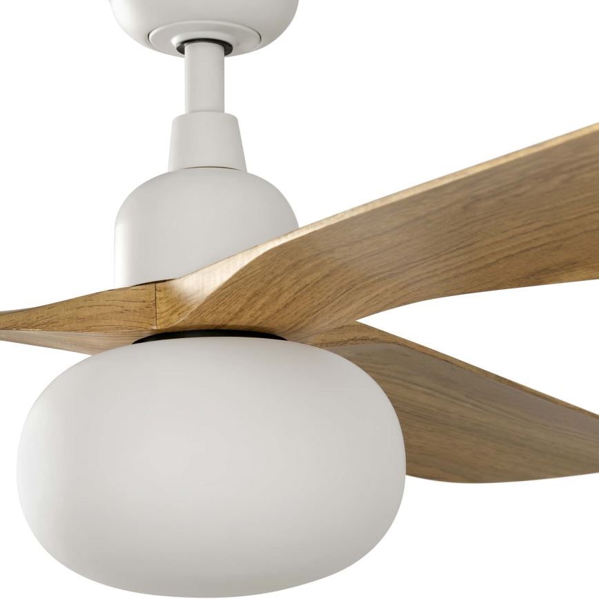 FARO 34361WT-11L - стельовий вентилятор OUTWOOD L 1xE27/15 Вт/230 В коричневий/білий діаметр 150 см Wi-Fi Tuya IP44 + пульт дистанційного керування