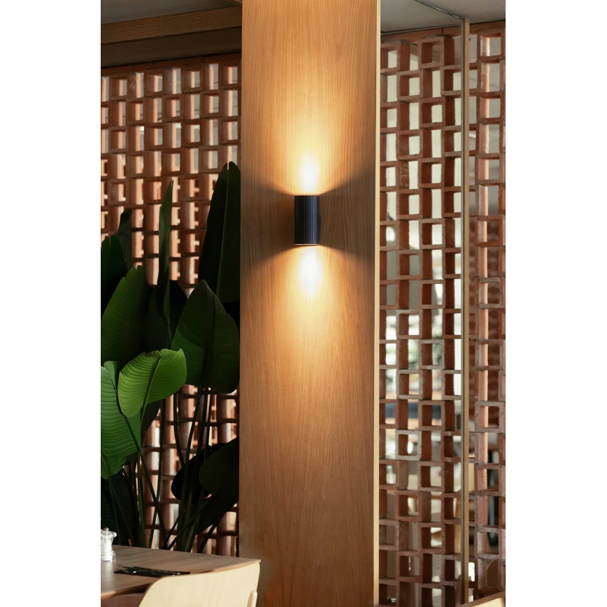 FARO 40543 - Настінний світильник SOLE 2xGU10/8W/230V чорний рифлений круглий