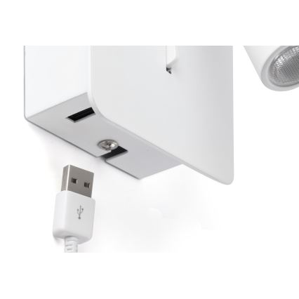 FARO 62117 - Настінний точковий LED світильник SUAU LED/3W/230V USB білий