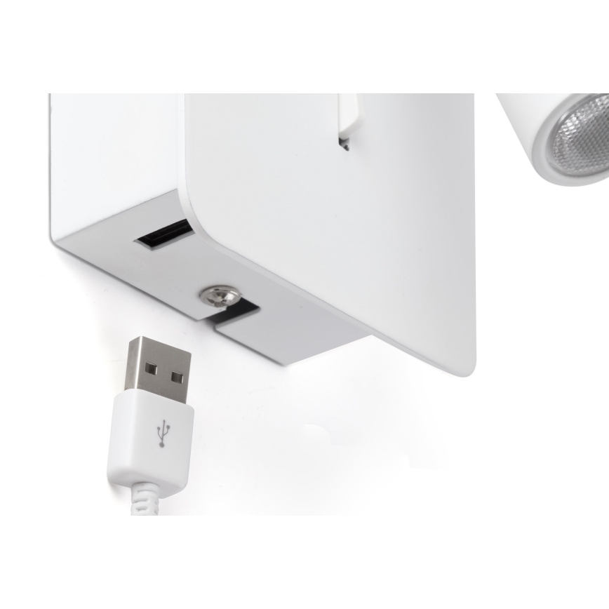 FARO 62117 - Настінний точковий LED світильник SUAU LED/3W/230V USB білий